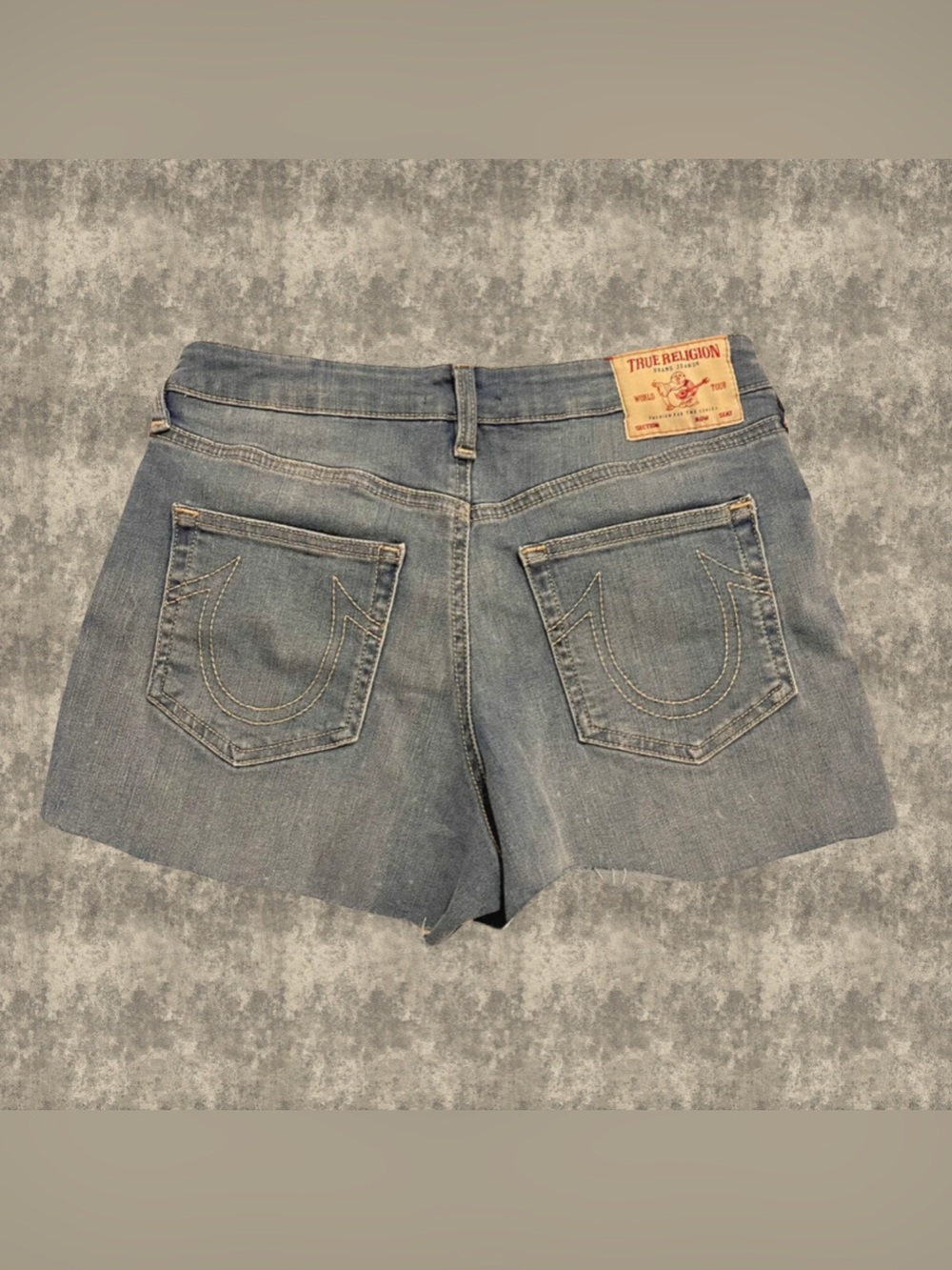 True Religion Maisie Blue Denim Cutoff Shorts